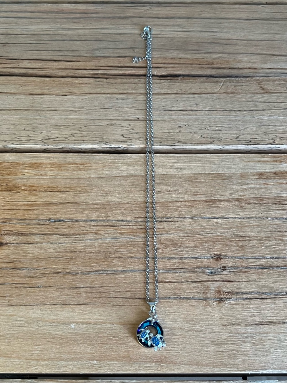 New-Silver-tone Blue Turtle Pendant Necklace With Gift Box - Picture 5 of 7